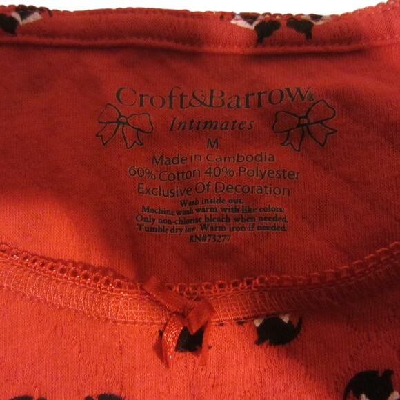 Cozy Red Scottish Terrier Dog Print Long Sleeve Pajama Top Croft & Barrow M - Picture 3 of 5